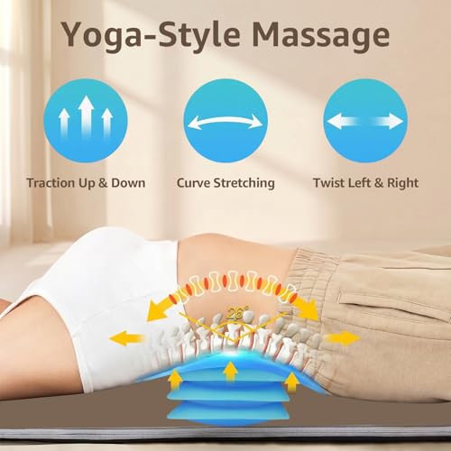 Yening Full Body Massage Mat With Airbags, Air Compression Stretching Mat With Heat For Bed Floor, Neck Lumbar Traction Pad For Pain Relief, Foldable Massage Mattress Topper, 5'1"-6'0"