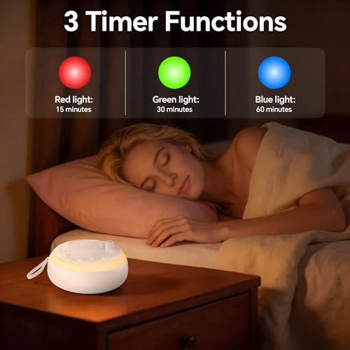 Splenpaw Portable White Noise Machine With 16 Soothing Sounds & 3 Color Night Light - Memory Function, 3 Timers, Adjustable Brightness For Adult, Home, Office, Travel