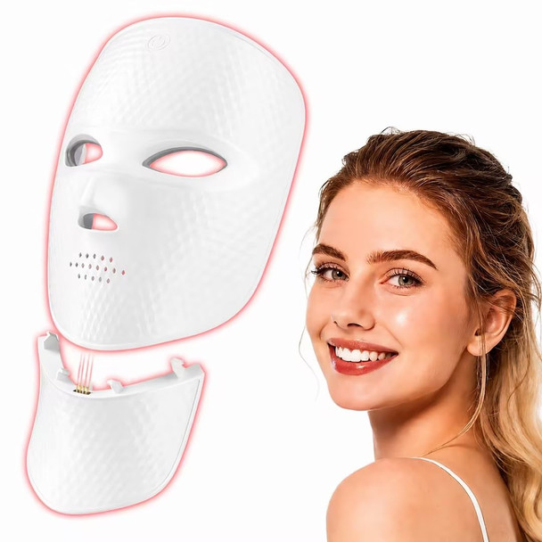Aimilove Led Light Therapy Mask For Face And Neck, Cordless & Rechargeable, Infrared,Red & Blue Light For Wrinkles And Acne Care, Full Coverage Skincare Device
