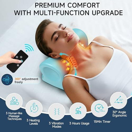 Snawowo Neck Massager With Heat 3 In 1 Portable Massager With Cervical Traction &Comfortable Stretching ' adjustable Intensity For Neck & Shoulder Relaxation At Home Office