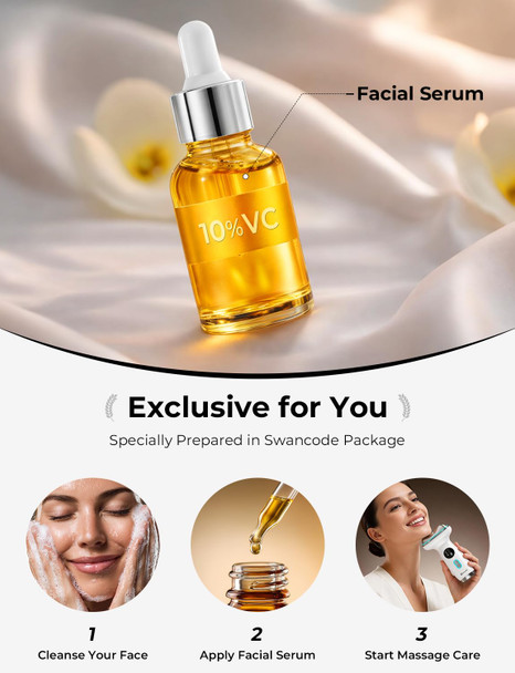 Swancode Cold & Heat Red Light Therapy With Serum - 7-In-1 Led Face Sculpting Tool For Depuffing, Sculpting, Lifting, Hot Electric Gua Sha & Cold Depuffing Wand For Face, Neck & Eye Area, Face&Neck Massager