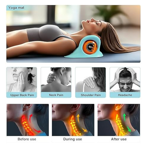 Yennix 2026 New Neck Massager For Pain Relief And Muscle Relaxation Portable Neck And Shoulder Relaxer Electric Pillows With Heat 26 Angle Cervical Traction Device At Home & Office