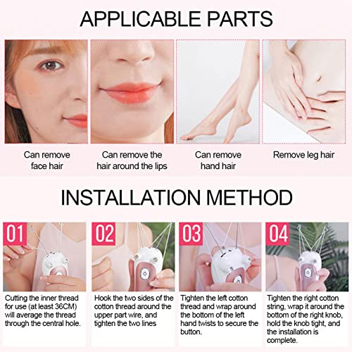 Watris Veiyi Electric Facial Threading Hair Removal For Women, Threading Hair Removal Epilator For Women, Threading Face Epilator For Fine Hairs On Face, Chin, Upper Lip, Arms, Legs(Pink)
