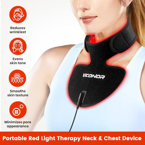 Viconor Neck And Chest Red Light Therapy Fda Cleared Red And Infrared Light Therapy For Body Firming Beauty Device For Smoother, Firmer And Glowing Skin At Home And Travel