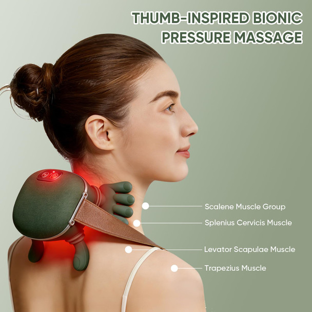 Creacare Bionic Neck Massager With Adjustable Heat, Portable Deep Tissue 4D Kneading Electric Shoulder Massager, Compact Design With Soft Silicone Massage Heads For Relaxation And Comfort