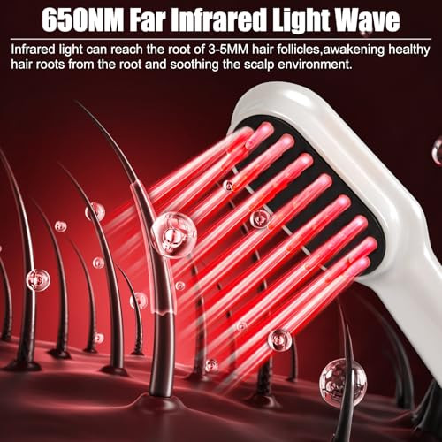 Cwtul Laser Hair Growth Comb, Red Light Therapy For Hair Growth, Scalp Massager For Thicker