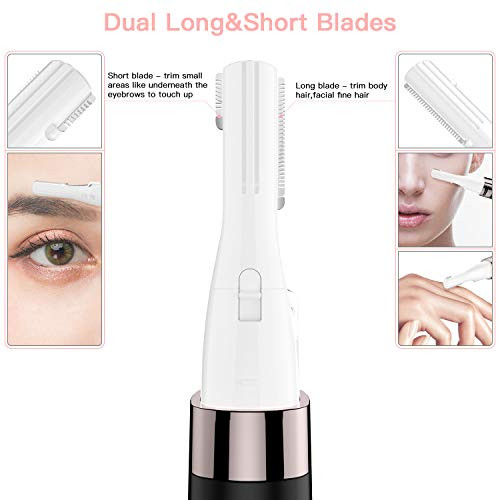 Cooaoo Electric Eyebrow Hair Remover, Painless-Precision Face Razors Eyebrow Trimmer Brows Epilator Eye Brow Facial Face Razor For Face Lips Facial Hair Removal With Led Light For Women Men