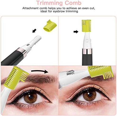 Cooaoo Electric Eyebrow Hair Remover, Painless-Precision Face Razors Eyebrow Trimmer Brows Epilator Eye Brow Facial Face Razor For Face Lips Facial Hair Removal With Led Light For Women Men