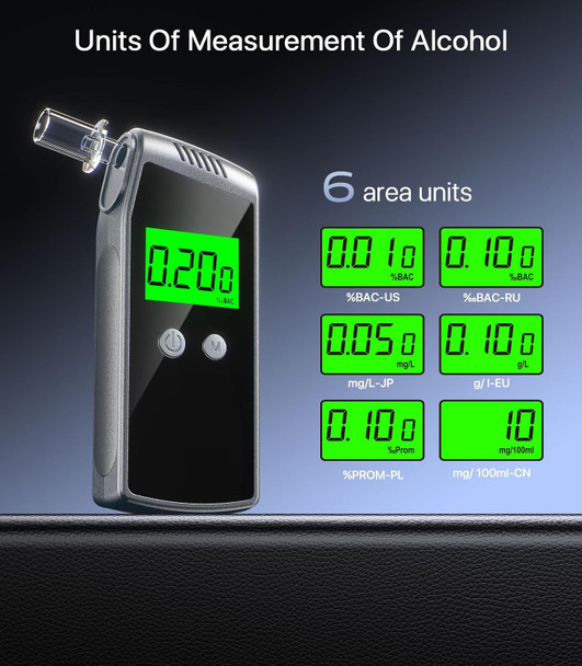 Yybcan Breathalyzer,2026 Upgraded Alcohol Tester With Usb Rechargeable,Portable Breathalyzer With Lcd Digital Display And 10 Mouthpieces (Black)