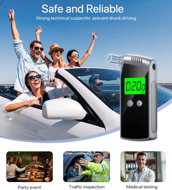 Yybcan Breathalyzer,2026 Upgraded Alcohol Tester With Usb Rechargeable,Portable Breathalyzer With Lcd Digital Display And 10 Mouthpieces (Black)