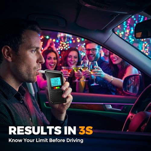 Suncucu Breathalyzer: Portable Breathalyzers Test For Alcohol With Tri-Color Lcd Alert, High Accuracy Bac Breathalyzer Breath, 3-5S Fast Test, 20 Mouthpieces For Personal & Home Party Use