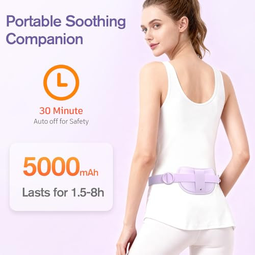 Comfytemp Portable Belly&Back Heating Pad For Period Cramps, Fsa Eligible Hsa Menstrual Cordless Abdominal Massager, Electric Wearable Rechargeable Belt With 3 Heat 3 Vibration 2 Intensity, Women Girl