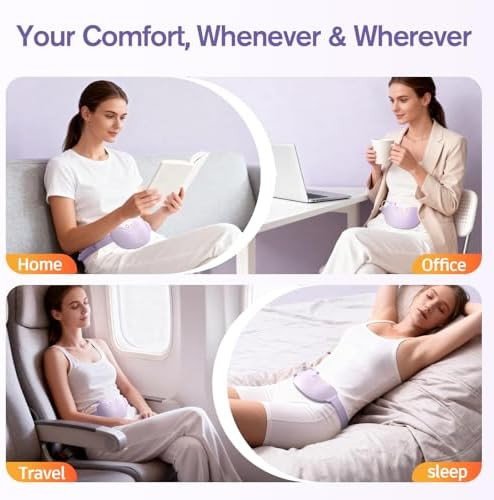 Comfytemp Portable Belly&Back Heating Pad For Period Cramps, Fsa Eligible Hsa Menstrual Cordless Abdominal Massager, Electric Wearable Rechargeable Belt With 3 Heat 3 Vibration 2 Intensity, Women Girl
