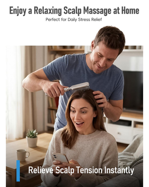 Winyoung Electric Scalp Massager Deep Relaxation Vibrating Head Massager Stress Relief & Scalp Care Gentle Metal Tips Cordless Hair Brush For Men & Women