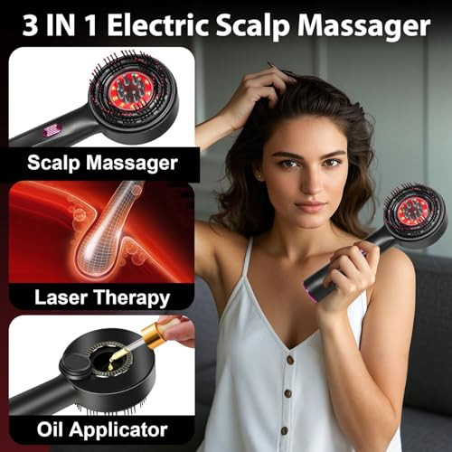 Cwtul Laser Therapy Hair Growth Comb, Red Light Hair Brush, Electric Scalp Massager For Hair Growth, Hair Oil Applicator For Hair Care