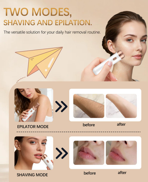Wudajie Facial Hair Removal For Women, 2-In-1 Epilator For Women Face, 3X Tweezer Head Painless Hair Remover For Face Woman With Led & Usb(Snow White)