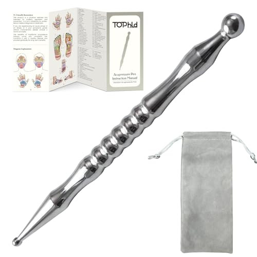 Tophld Acupuncture Pen, Premium Stainless Steel Acupressure Pen For Muscle Tension Pain Relief, Trigger Point Massage Pen Manual Reflexology Tool