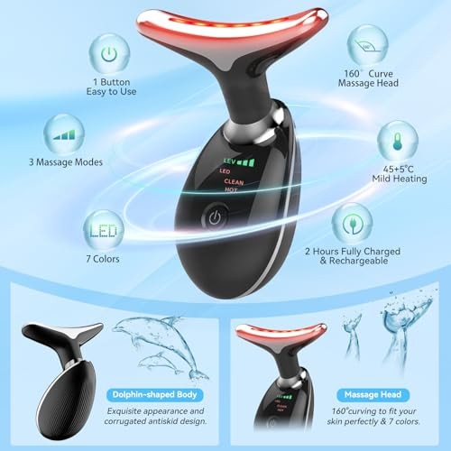 Candio Face And Neck Massager T I 7 C I R Facial Massager For Face And Neck Face Cuipting Tool For S in Care - Black