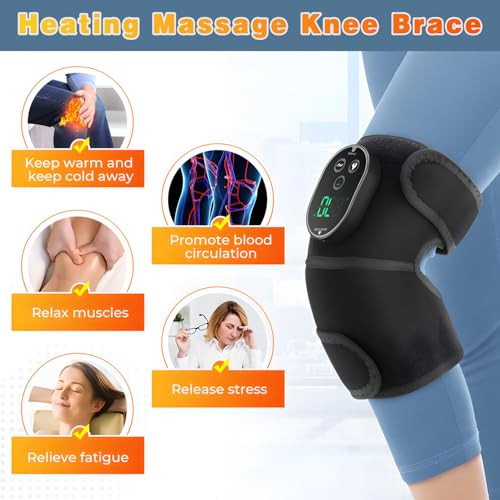 Atlodas Knee Heating Pad, Knee Massager With Heat And Vibration, Heating Pad For Knee, Massage Heated Knee Brace Wrap For Shoulder Elbow Knee, Keep Knee Warmer Stress Relief