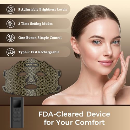 Verfubo Fda-Cleared Red Light Therapy For Face, Red Light Therapy Mask With Detachable Eye Pads, 7 Colors Led Face Mask Light Therapy, 630Nm Red Light Mask, Rechargeable Skincare At Home For Women