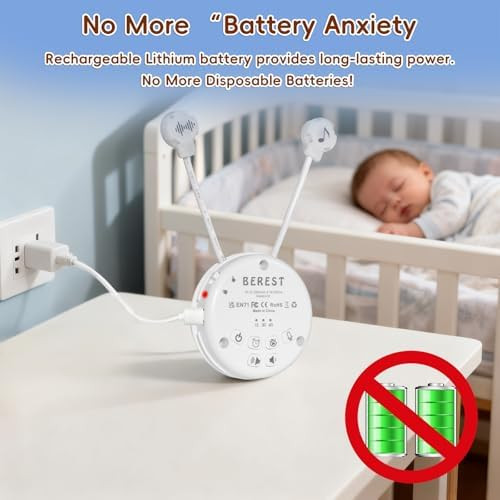 Berest A10 Baby Lovey Music Box With 10 Soothing White Noise Sounds: Heartbeat, Lullabies, Shushing| Cry Sensor| Timer| Recording| Rechargeable Sleep Soother For Newborns| Plush Toy Insert| Baby