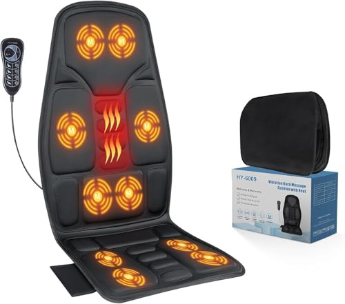 Slothmore Vibration Back Massager For Chair With Heat, Multi-Zone Massage Seat Cushion, Full Back & Seat Coverage, Adjustable Modes, Comfortable Pad For Office & Home
