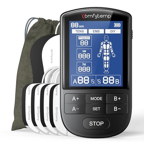 Comfytemp Tens Unit Muscle Stimulator For Pain Relief, Fsa Eligible Tens Machine - 24 Modes & Diy, Hsa Dual Channel Ems Unit For Back Neck Shoulder Electronic Pulse Massager, Fathers Day , 10 Pads