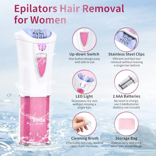 Bestechy Mini Epilator - Hair Remover For Women, Full Body Smooth Glide Epilator, With Led Light For Precision, Portable Electric Lady Shaver For Face, Armpits, Arms, Bikini, And Legs