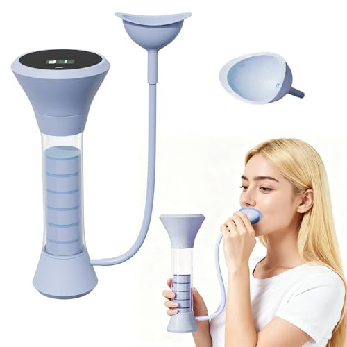 Xuxq Deep Breathing Trainer, Adult Abdominal Weight Loss Trainer, Easy To Use And Clean, Breathing Dumbbell With 5-Speed Adjustable Type-C Charging Model (Blue)