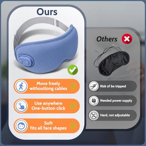 Yincook Cordless Heated Eye Mask,Light Blocking 3D Sleeping Eye Mask With Adjustable Heat, Vibration And Timer Settings,Portable Rechargeable Mask,For Eye Fatigue, Better Sleep,Dry Eye Comfort, Men & Women