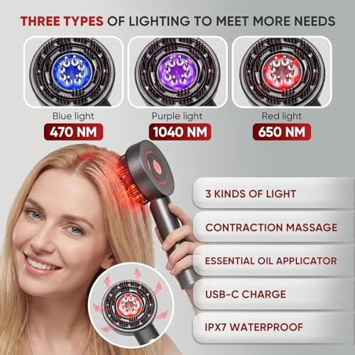 Chufa 3-In-1 Scalp Massager With Oil Applicator, Portable Cordless Scalp Brush For Men & Women, Adjustable Speed, Soothing Red Led Mode, Ipx7 Waterproof, Rechargeable Head Massage Comb For Shower & Dry Use