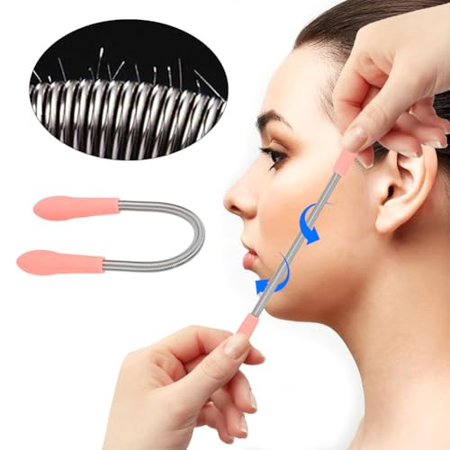 Tiiyee Facial Hair Remover, Hair Removal Spring Epilator Coil Threading Tool Stainless Steel Portable For Women Removing Unwanted Upper Lip Eyebrow Chin Cheeks Mustache Neck Sideburns Fuzz Beauty
