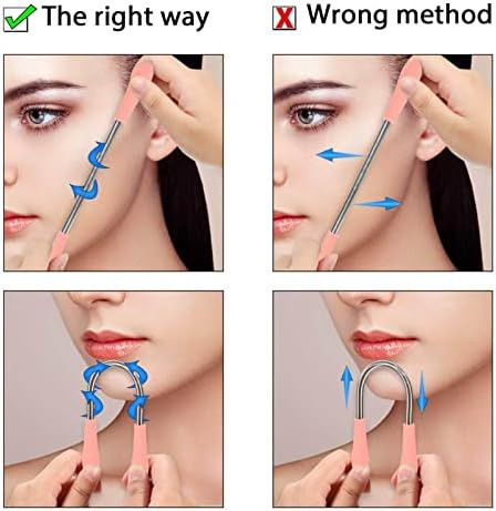Tiiyee Facial Hair Remover, Hair Removal Spring Epilator Coil Threading Tool Stainless Steel Portable For Women Removing Unwanted Upper Lip Eyebrow Chin Cheeks Mustache Neck Sideburns Fuzz Beauty