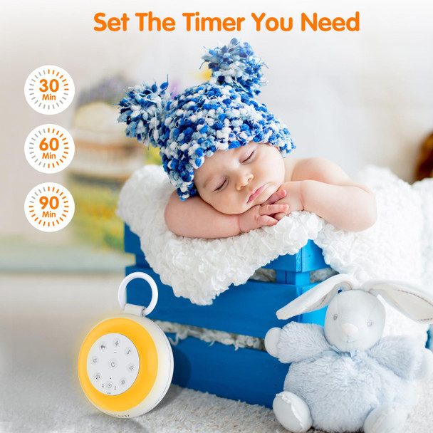Xyngu Portable White Noise Sound Machine For Baby, Kids, Adults Sleep - 24 Soothing Natural Sounds, 7 Color Night Light, Portable Wireless Bluetooth Pillow Speaker For Home, Travel, Nursery, Office