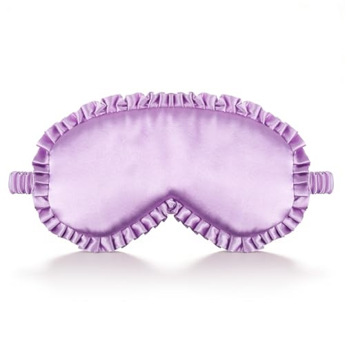 Axafazup Pure Soft Silk Sleep Mask, Light Blocking Eye Mask With Upgraded Nose Pad, Breathable Blindfold With Elastic Strap, For Women Girls, Includes Travel Pouch, Ideal For Night Sleep, Travel (Purple)