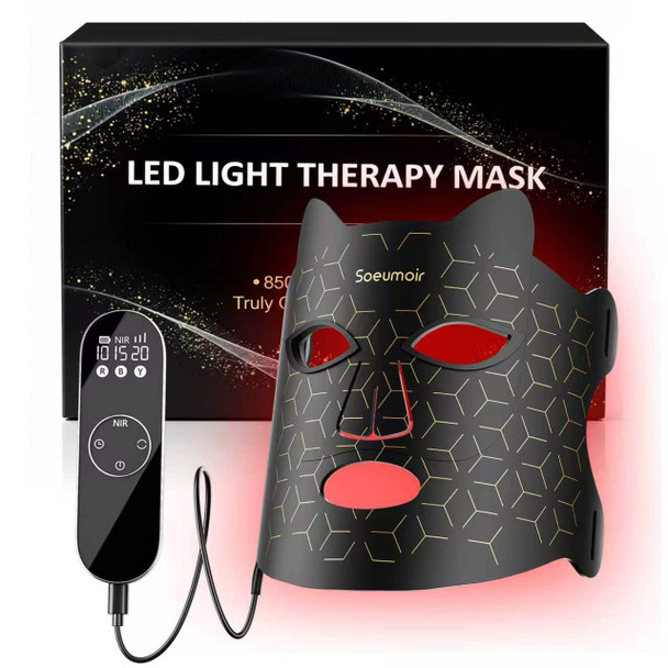Soeumoir Red Light Therapy Mask For Face, Led Face Mask Light Therapy With Near-Infrared 850Nm, Red Light Mask, Usb C Rechargeable Mask For Home Working Travel Yoga