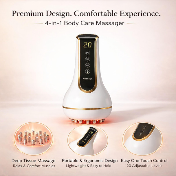 Antspertor 4-In-1 Lymphatic Drainage Massager With Heat, Red Light, Microcurrent & Vibration, Handheld Body Massager For Belly, Legs, Arms & Back