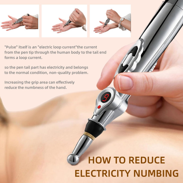Uyghhk 5-In-1 Massage Acupuncture Pen, Electronic Pain Relief Therapy, Meridian Energy Massager Pen Self Massage Tools Muscle Healing With Massaging Gel