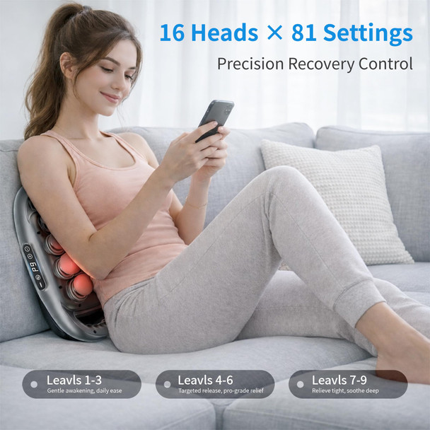 Binxalin 16 Head Deep Tissue Massage Gun, Handheld Percussion Massager For Back, Neck, Shoulders & Legs, 9 Modes, 9 Intensities, Muscle Recovery & Relaxation For Men & Women