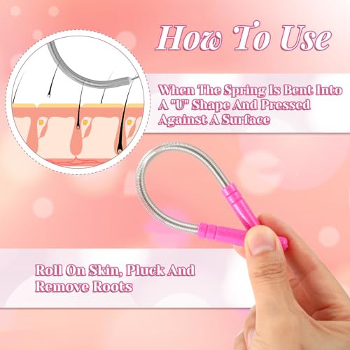Andibro Spring Facial Hair Removers For Women, Spring Manual Epilator Hair Removal Threading Tools Face Hair Remover With Handle 4Pcs