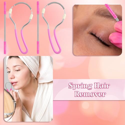 Andibro Spring Facial Hair Removers For Women, Spring Manual Epilator Hair Removal Threading Tools Face Hair Remover With Handle 4Pcs