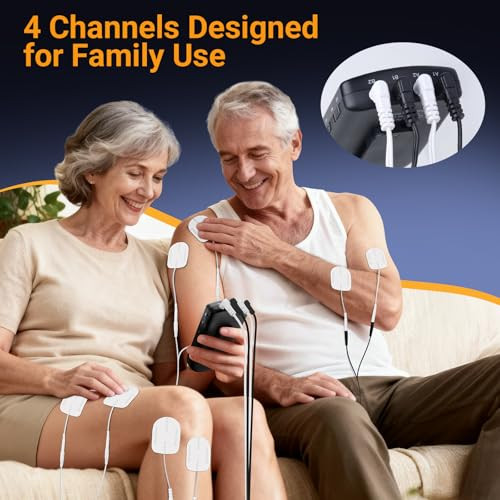 Comfytemp 4 Outputs Tens Unit For Sciatica Cover Multiple Parts, Fsa Hsa Eligible Rechargeable Ems&Massage Tens Unit Muscle Stimulator For Pain Relief With 24 Modes And Diy For Back, Shoulder, Neck
