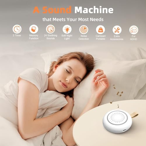Yiwei Hatch Portable Pink Sound Machine, Nature Sound White Noise Sound Machine With Night Light For Sleep, Meditation, Relaxation, Anxiety Relief, Concentration For Adults Kids Baby Adhd Home Office Travel