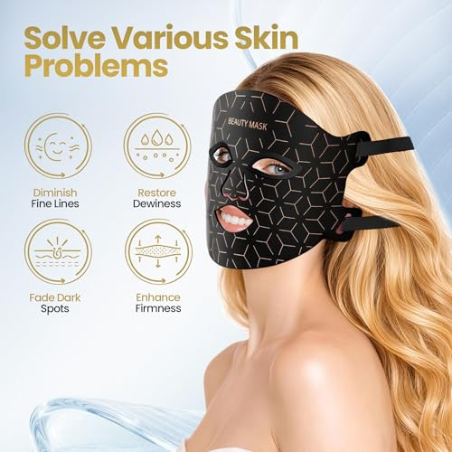 Deccasa Red Light Mask For Face & Neck, 4 Light With 850Nm Nir, Red, Blue Led Face Mask, Eye Protection & Remote Control, 3000Mah Rechargeable At-Home Facial Beauty Device