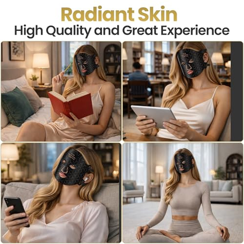 Deccasa Red Light Mask For Face & Neck, 4 Light With 850Nm Nir, Red, Blue Led Face Mask, Eye Protection & Remote Control, 3000Mah Rechargeable At-Home Facial Beauty Device