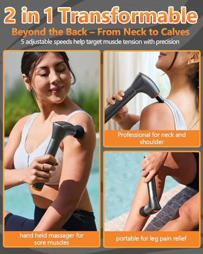 Careking We Always Care Detachable Massage Gun Deep Tissue For Shoulder,Neck, Arm, Thigh,Waist-Ergonomic Handheld Extension Back Massager For Pain Relief, Portable Muscle Massager, Best s For Women Men, Fsh-Hsa-Eligible