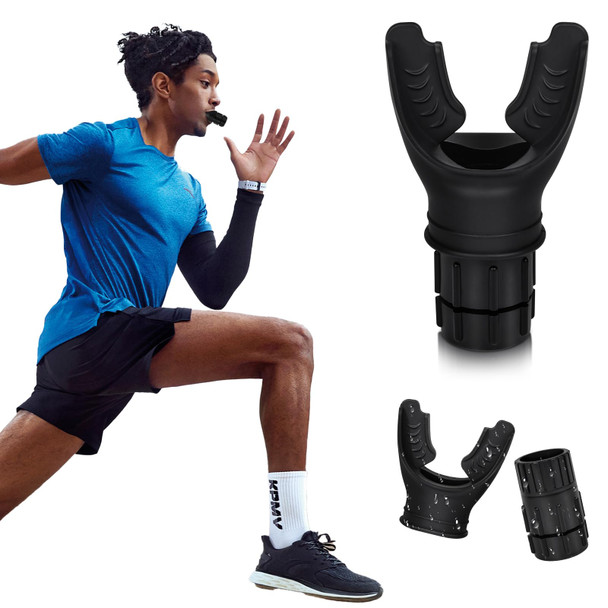 Wkrcyncharis Breathing Trainer With Adjustable Resistance | Portable Respiratory Trainer With High-Grade Silicone | Compact Lung Exercise Device | Easy To Clean (Black)
