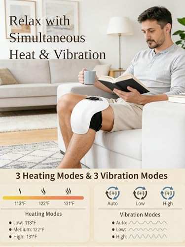 Cilotus Cordless Portable Knee Massager With Heat, 3 Vibration Modes, 3 Heating Levels For Pain Relief, Led Screen And Adjustable Straps, s For Adults, Mom,Women And Men