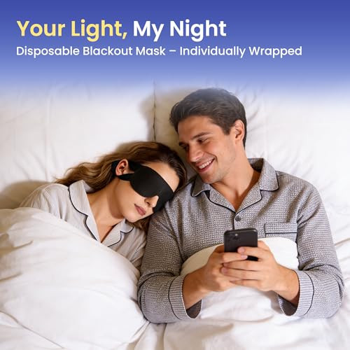 Crouvm Disposable Sleep Masks Bulk, Blackout Blindfolds For Men Women, Soft Eyemasks Adjustable For Sleeping Travel Yoga, Light Blocking Night Eye Mask For Party Games Team Building 100 Packs