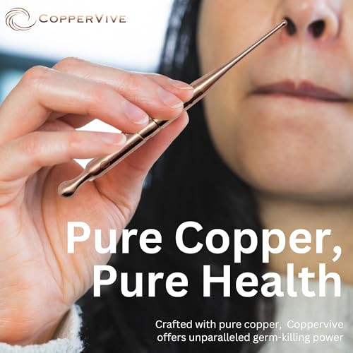 Smartyou Products Coppervive Pure Copper Acupressure & Massage Wand Dual Tip Tool For Nasal Hygiene Reflexology Stress Relief & On-The-Go Wellness With Velvet Pouch & Metal Case